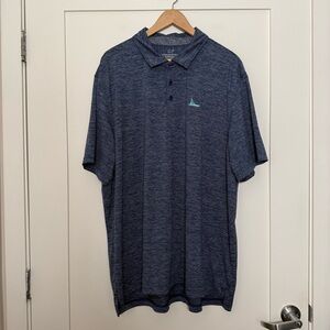Vineyard Vines Performance Polo Shirt Mens Sz XXL Blue Striped Golf Logo Stretch